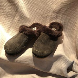 Ugg Kalie women brown nubuck clogs, leather sheepskin, 8